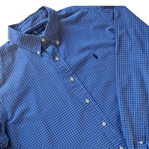 Ralph Lauren men's blue plaid button down shirt XL